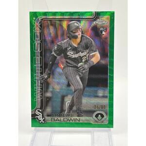 2025 Topps Chrome Brooks Baldwin Rookie Green Wave Refractor 24/99 SP White Sox